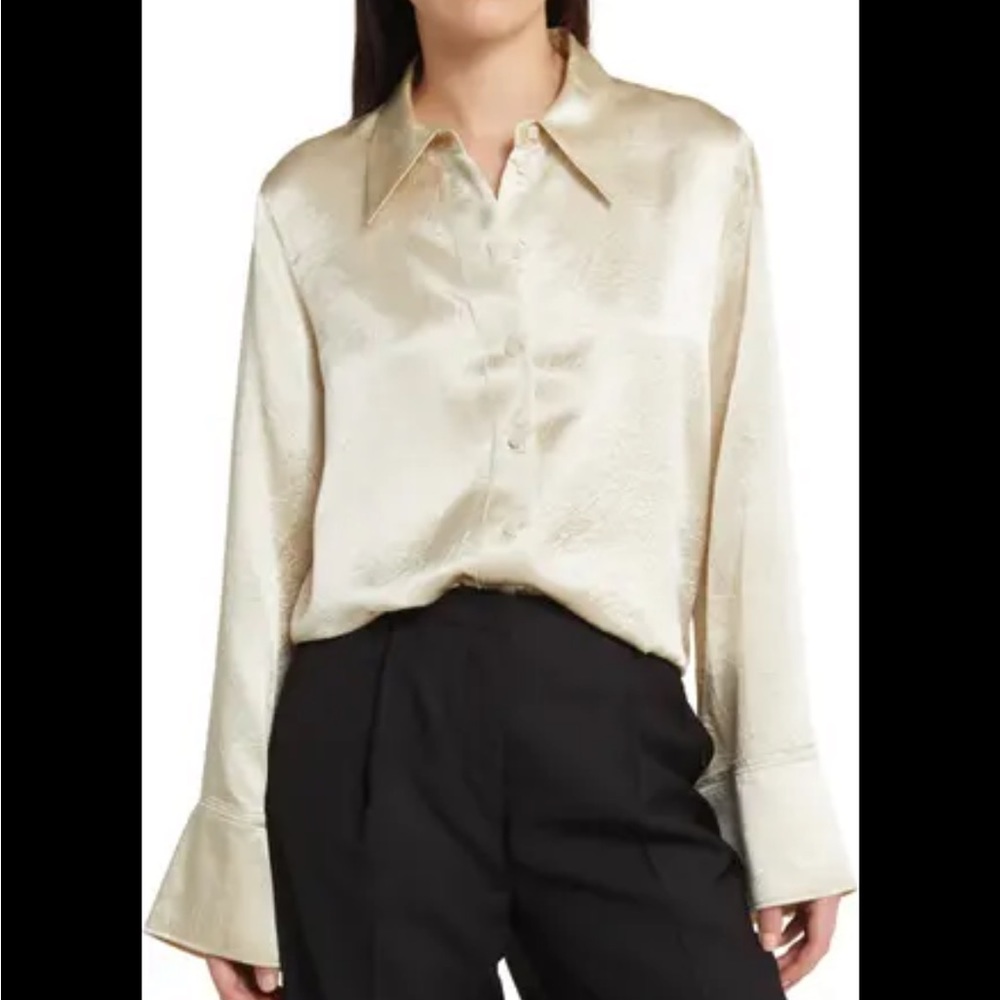 Silky button up cream vintage top